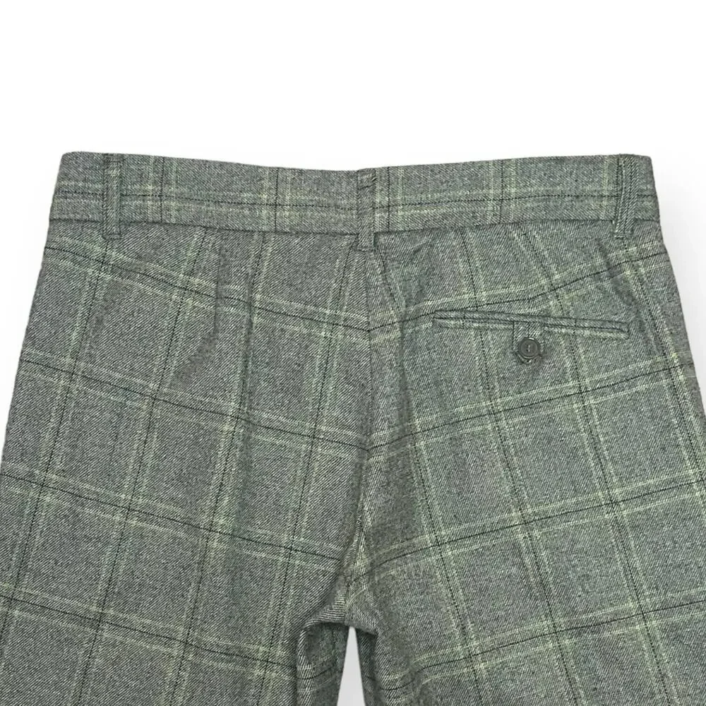 FRENCH CONNECTION Wool Wide Leg Plaid Pants Trousers Brown Key Lime Career 6